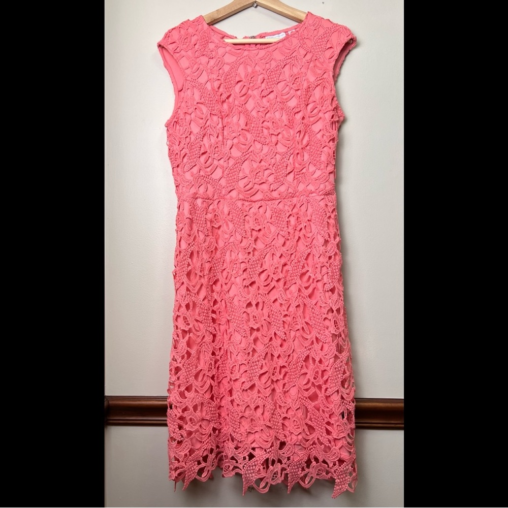 New York & Company Lace Sheath Midi Dress Women’s Size 6 Pink